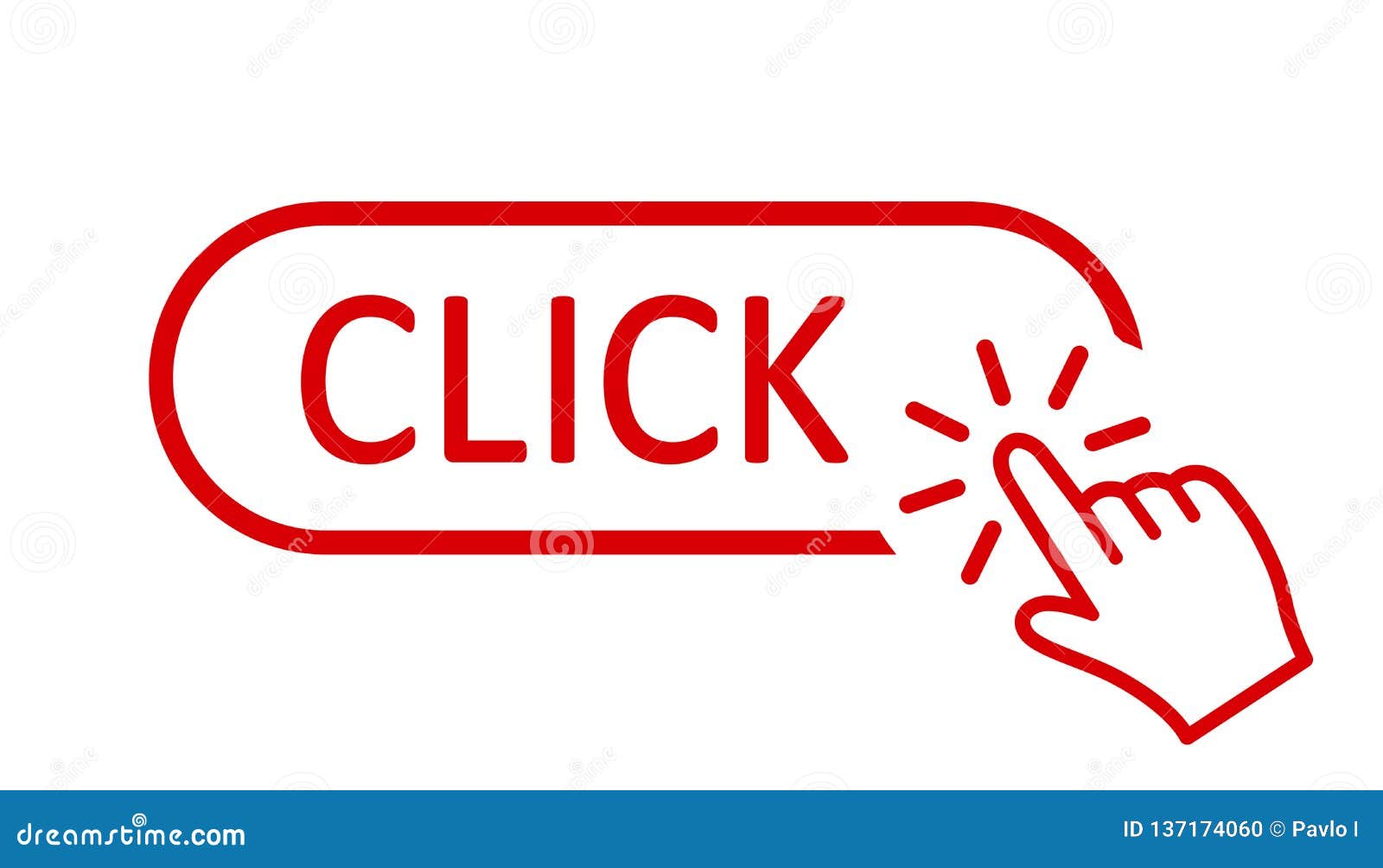 click here button with hand pointer clicking. click here web button.  website buy or register bar icon with hand finger